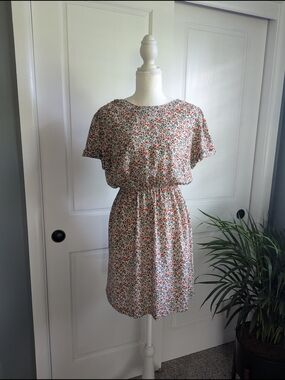 Christy Dawn Deadstock Floral Short Sleeve Elastic Waist Dress